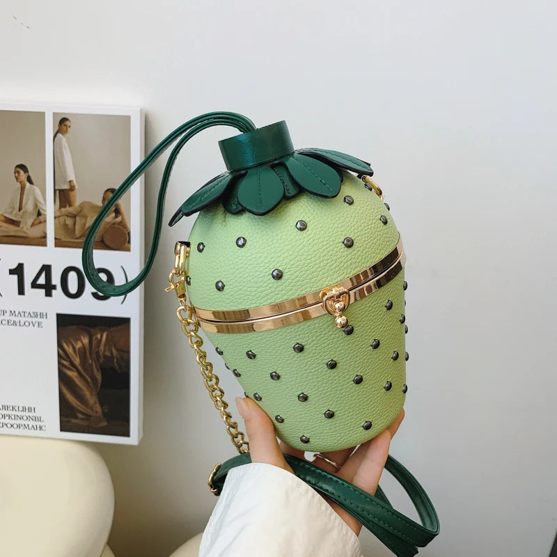 Designer Bolsos women Shoulder Strawberry shaped rivet Little Hand Bags Sac Handbags For Girls Ladies Purses And Crossbody Good Vibrations