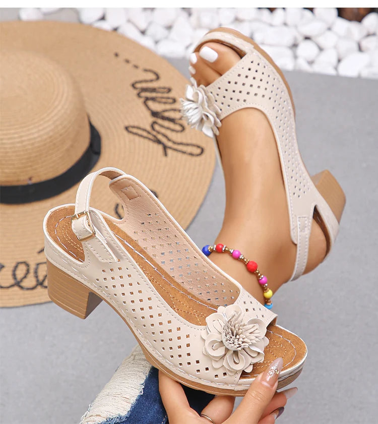Women's Sandals Sweet Heels Sandals Summer Woman Shoes Fashion Heeled Sandalias Mujer Elegant Shoes Summer Footwear Women 2025 Good Vibrations