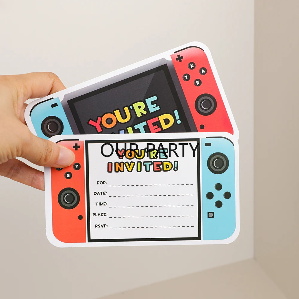 15Pcs/Pack Video Games Console Invitations Cards for Kids Boy Game on Theme Birthday Game Night Party Invitation Decoration Good Vibrations