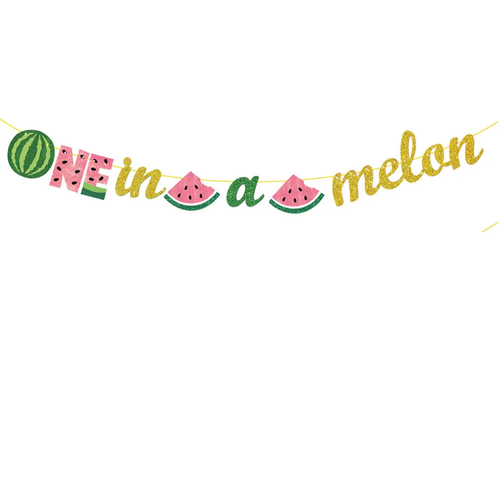 One in a Melon Cupcake Topper Baby Kids 1st Birthday Party Cake Decor Watermelon Themed Party Supplies Baby Shower Girl Birthday Good Vibrations