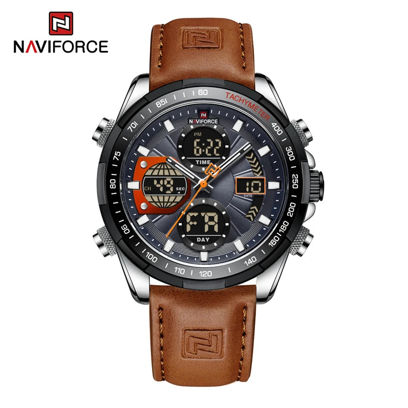 New NAVIFORCE Watches for Men Leather Mens Military Sport Waterproof Watch Quartz WristWatch Chronograph Male Clock Good Vibrations