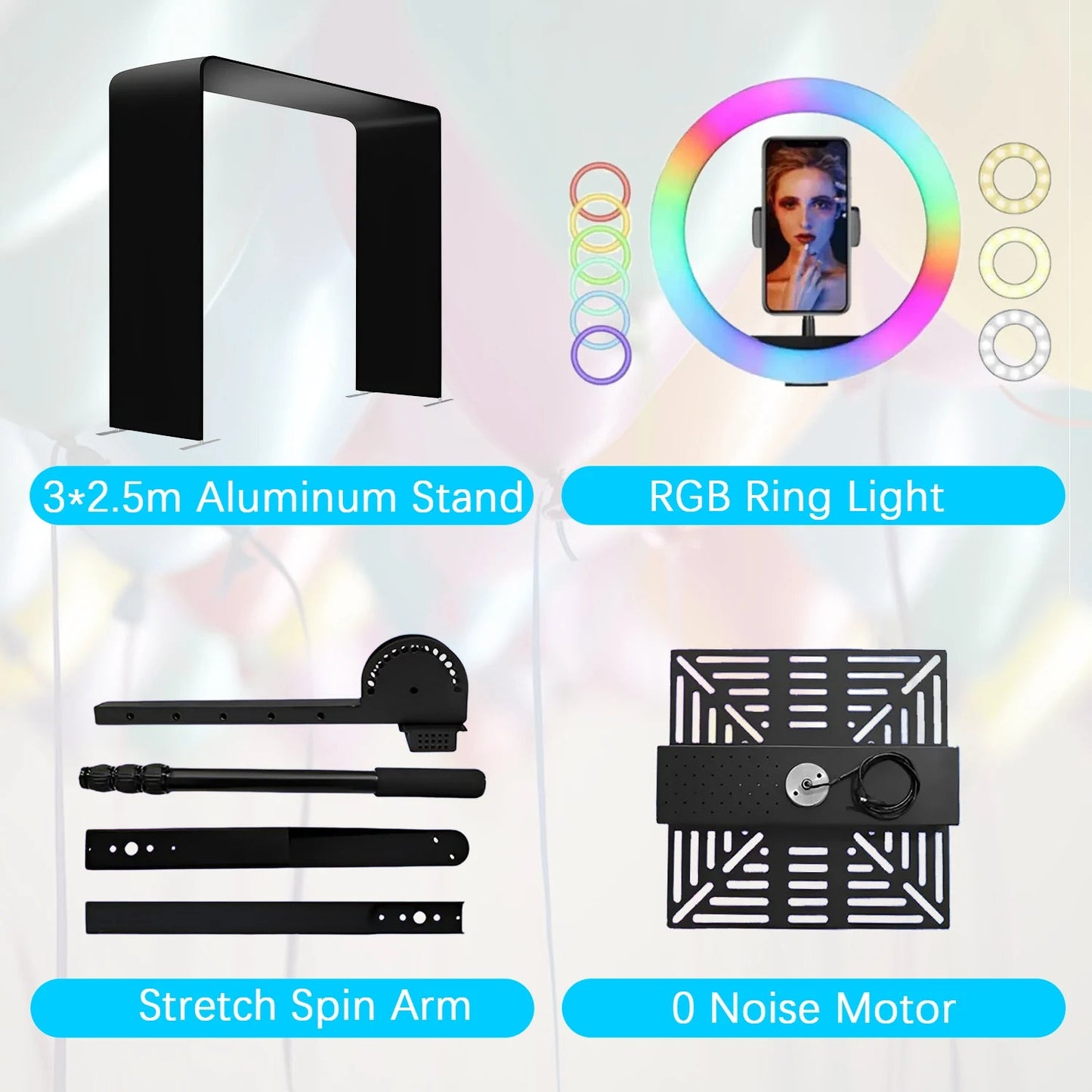 7-15ppl Portable photo booth 360 selfie overhead 360 photo booth automatic with ring light,Free Logo,for parties wedding event Good Vibrations