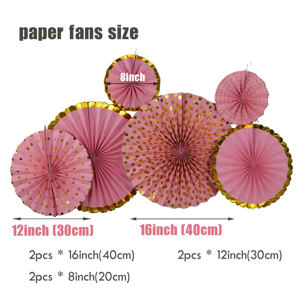 Kids Boy Girl 1st Birthday Party Favor Blue Pink Set Mixed Size Folding Paper Fans Wedding Ceremony Christmas Holiday Decor Good Vibrations
