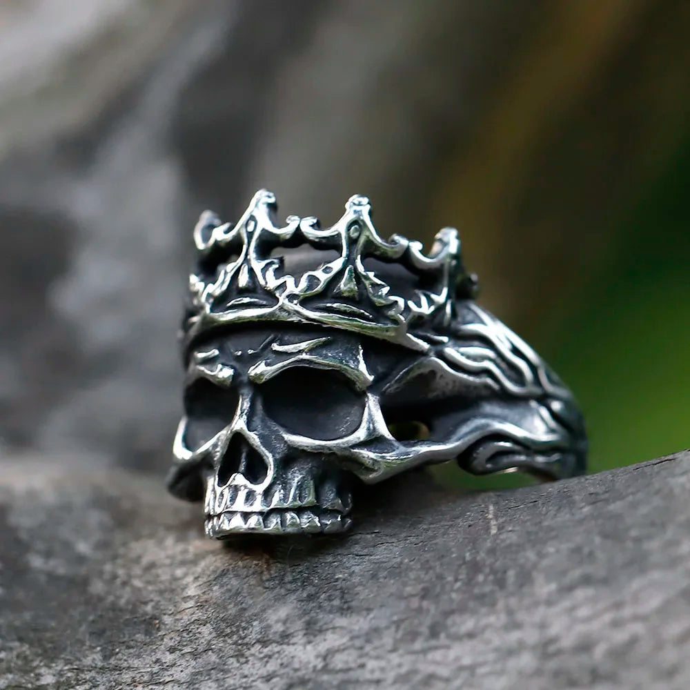 2022 NEW Men's 316L stainless steel rings Vintage Halloween Gothic Calvarium Skull punk ring fashion jewelry free shipping Good Vibrations