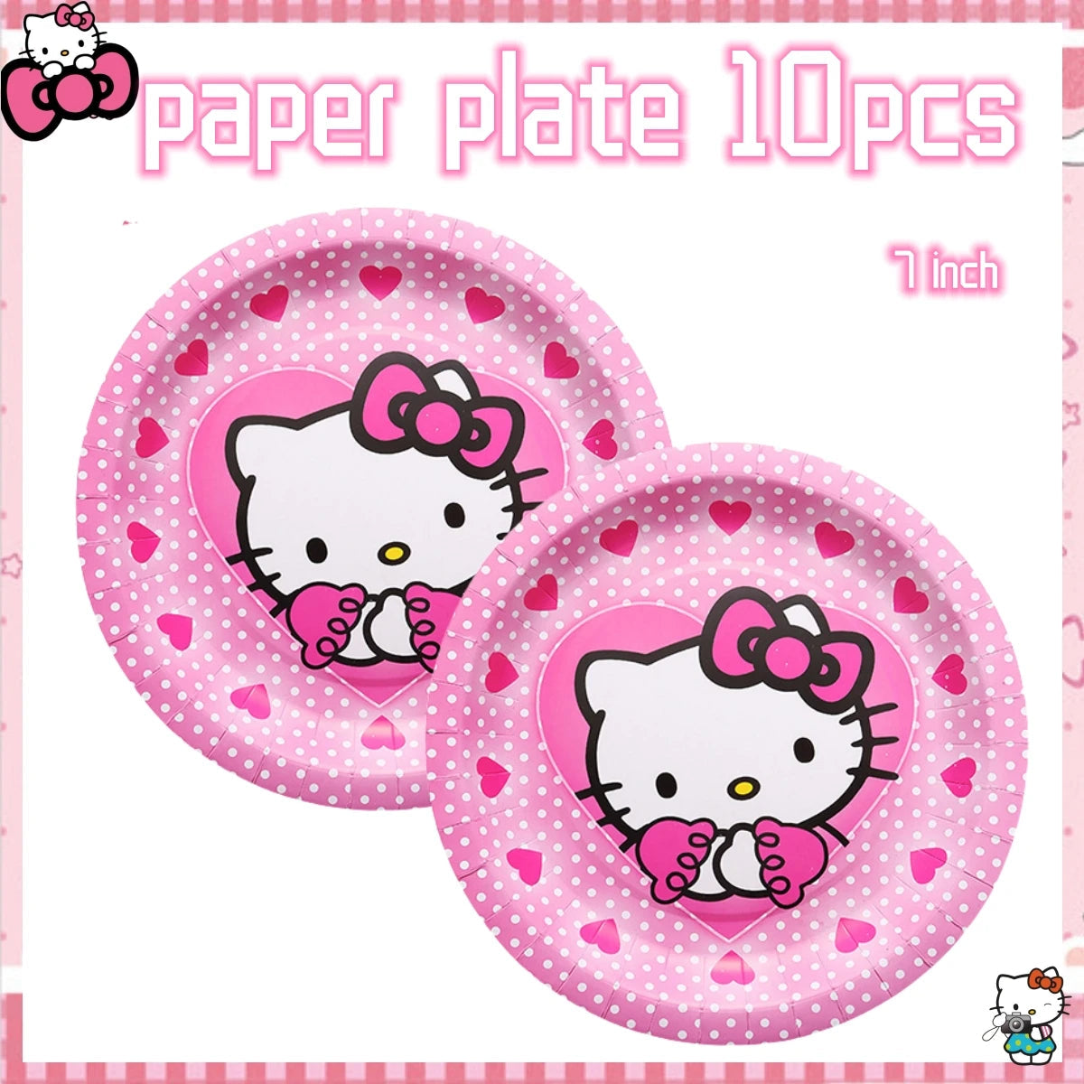 Hello Kitty Birthday Party Decoration Disposable Tableware Cup Plate Tablecloth Balloons Baby Shower Girls Party favors Supplies Good Vibrations