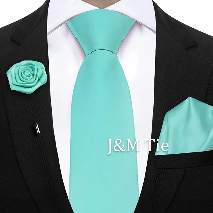 Mens Ties Set Sage Green Pink Grey Brown NeckTie Pocket Square Brooch Wedding Tie Suit Accessories Fit Group Holiday Party