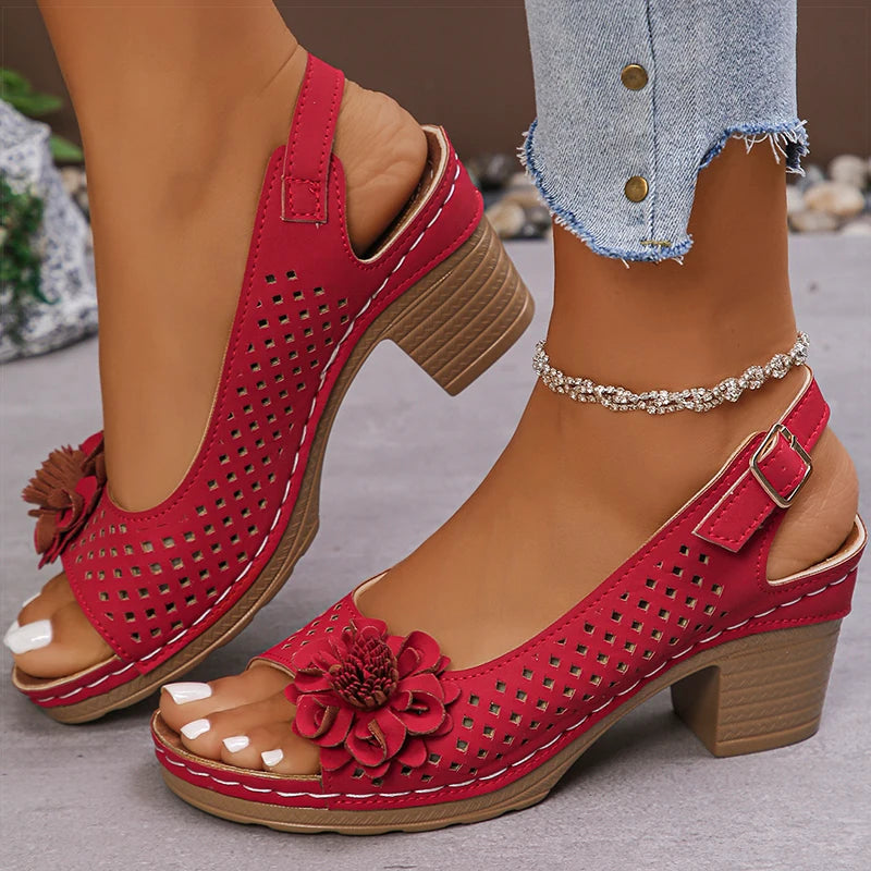 Women's Sandals Sweet Heels Sandals Summer Woman Shoes Fashion Heeled Sandalias Mujer Elegant Shoes Summer Footwear Women 2025 Good Vibrations