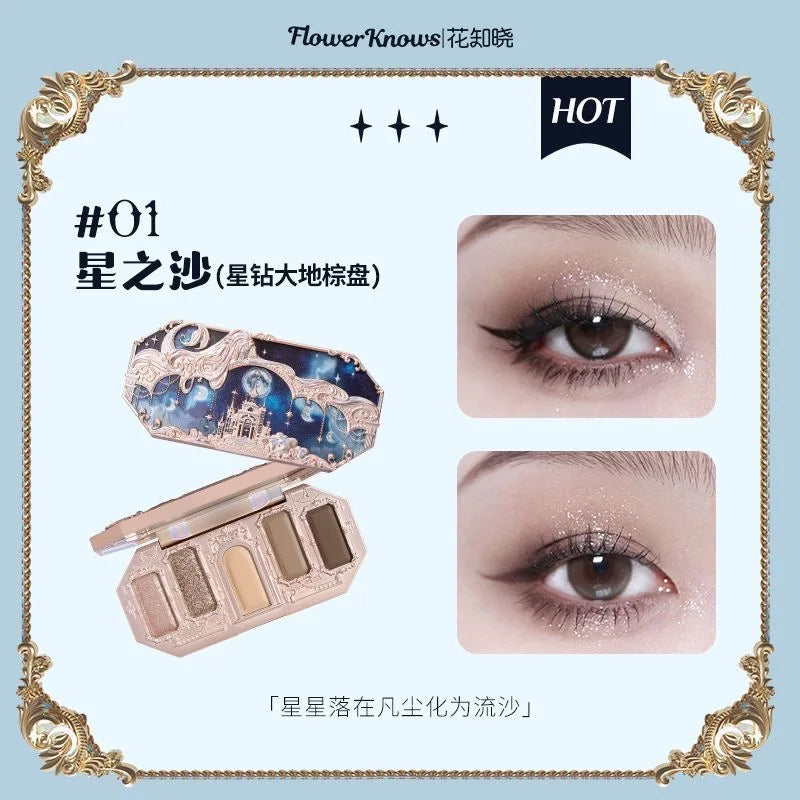 Flower Knows New Moonlight Mermaid Series 5 Colors Eyeshadow Palette 10g Good Vibrations