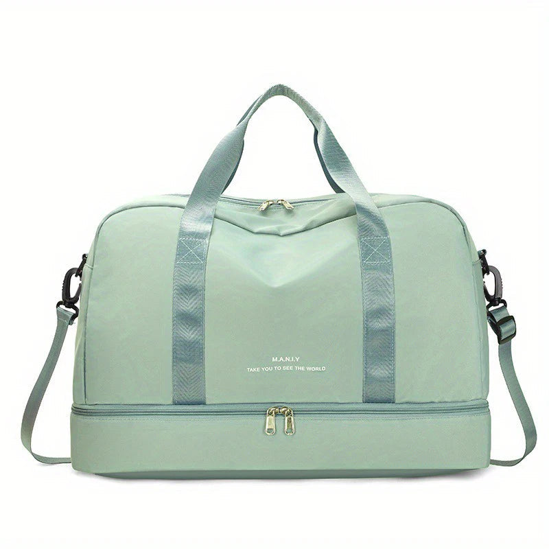 Women Travel Duffle Luggage Bag Sports Handbag Fitness Bag Large Capacity Casual Women's One Shoulder Weekend Overnight Bag Good Vibrations