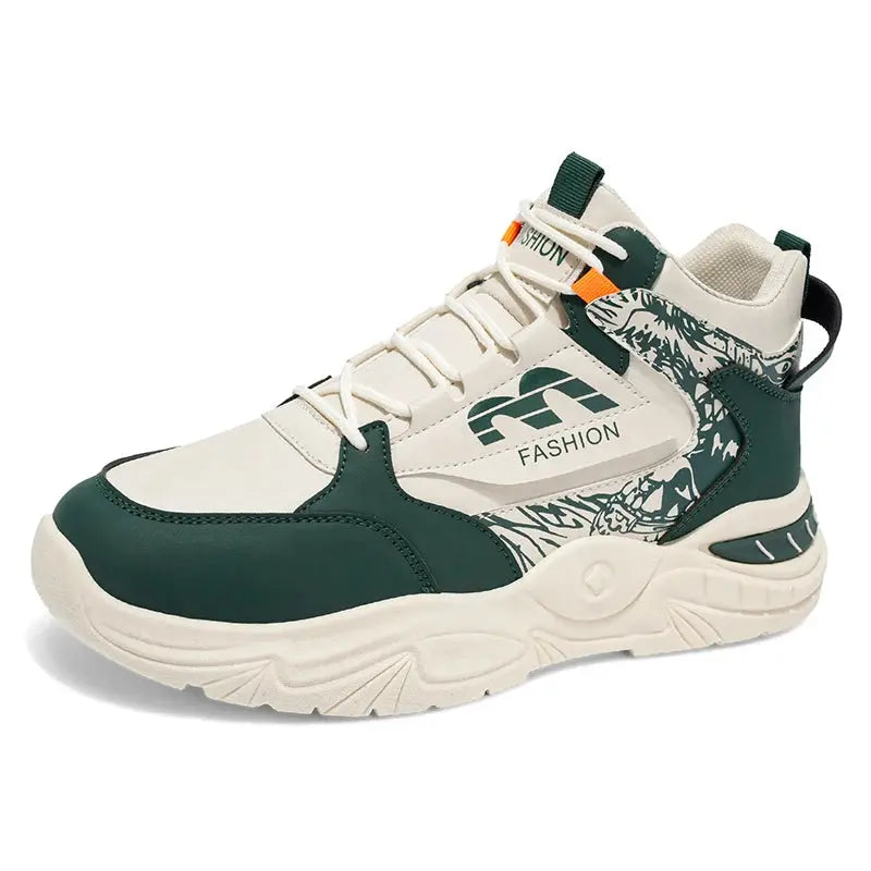 Platform Walking Sneaker Breathable Anti Slip Tennis Shoes Fashion High Top Men Board Shoes Leather Lightweight Men Casual Shoes Good Vibrations