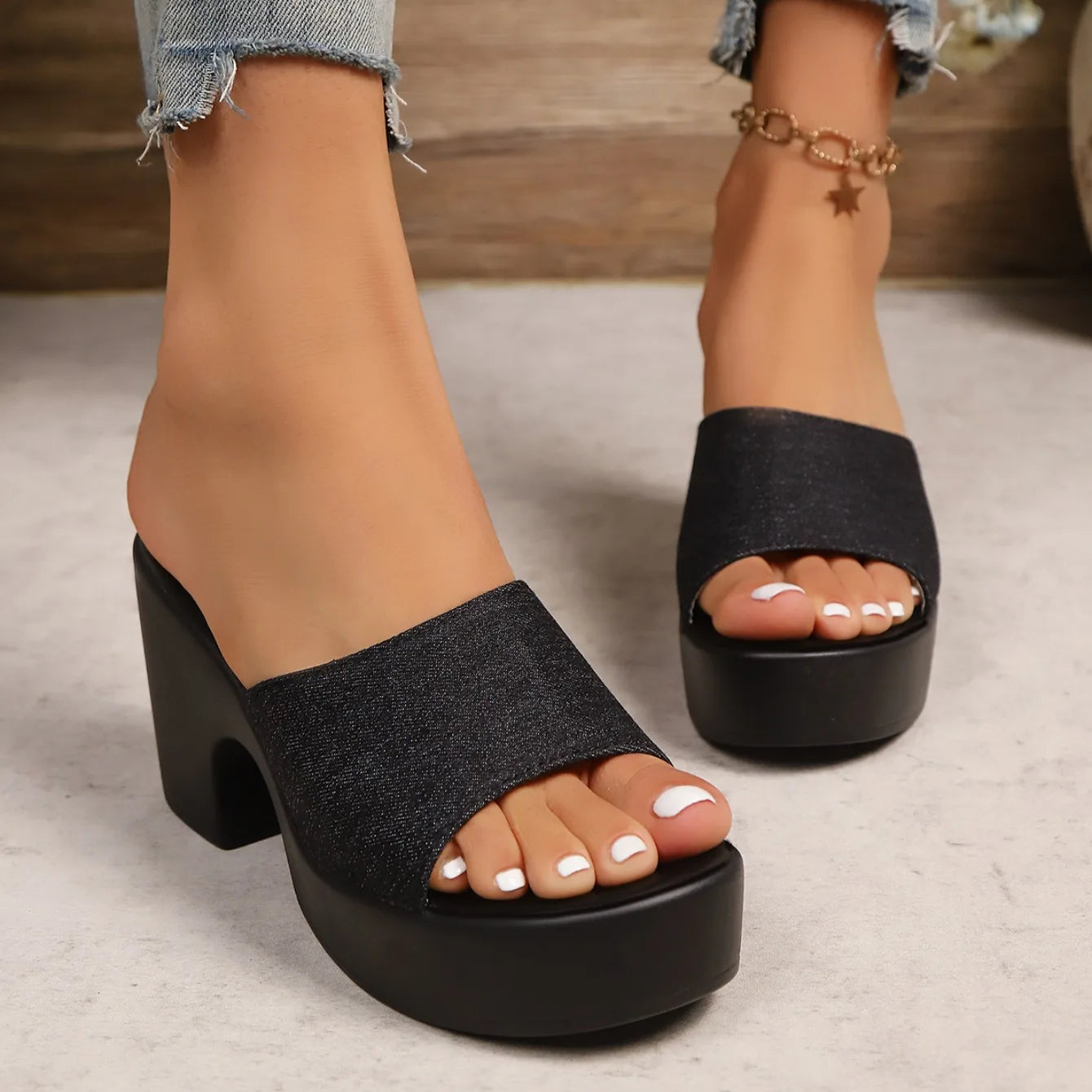 Summer Women Sandals Open-Toe Thick Platform Sandals Flip Flops Outdoor Chunky Heel Fashion Minimalist High Heels Shoes Women Good Vibrations