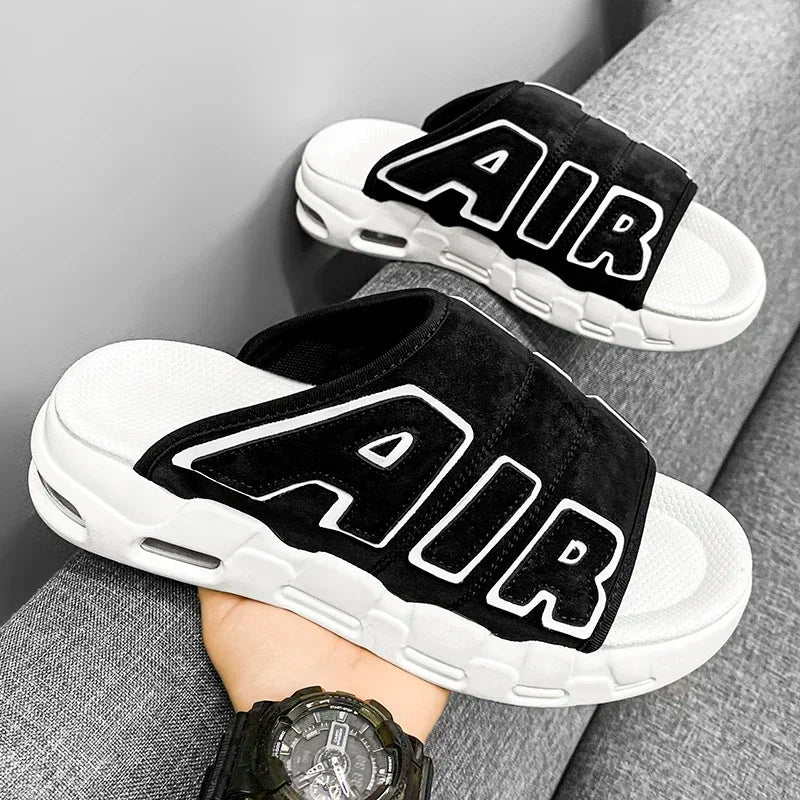 Men Air Cushion Design Slide Man Summer PVC Soft Non-slip Men's Sports Slippers New Slippers for Men Flip Flops Chanclas Hombre Good Vibrations