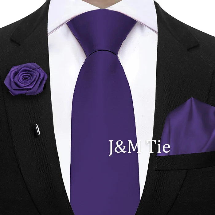 Mens Ties Set Sage Green Pink Grey Brown NeckTie Pocket Square Brooch Wedding Tie Suit Accessories Fit Group Holiday Party