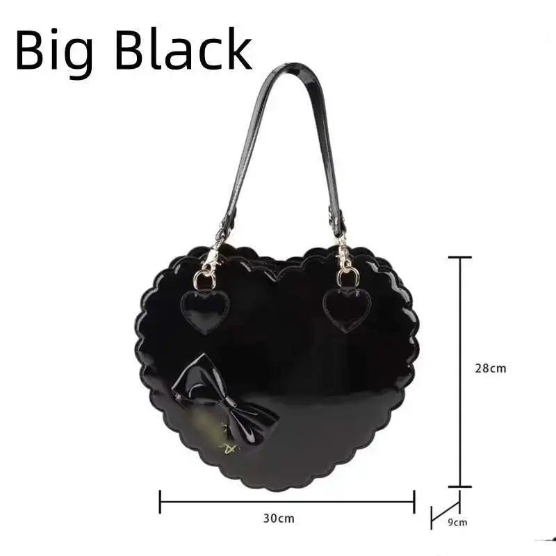 PU Heart Lolita Handbags Girls Bowknots Decor Japanese Shoulder Bags Two Sized Kawaii Shell Purses Cute Pink Messenger Bag Gifts Good Vibrations
