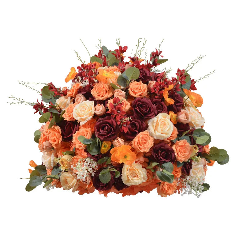 Orange Red Rose Artificial Flowers Wedding Table Decoration Road Lead Flower Ball Tbale Centerpieces Event Party Floral Props Good Vibrations