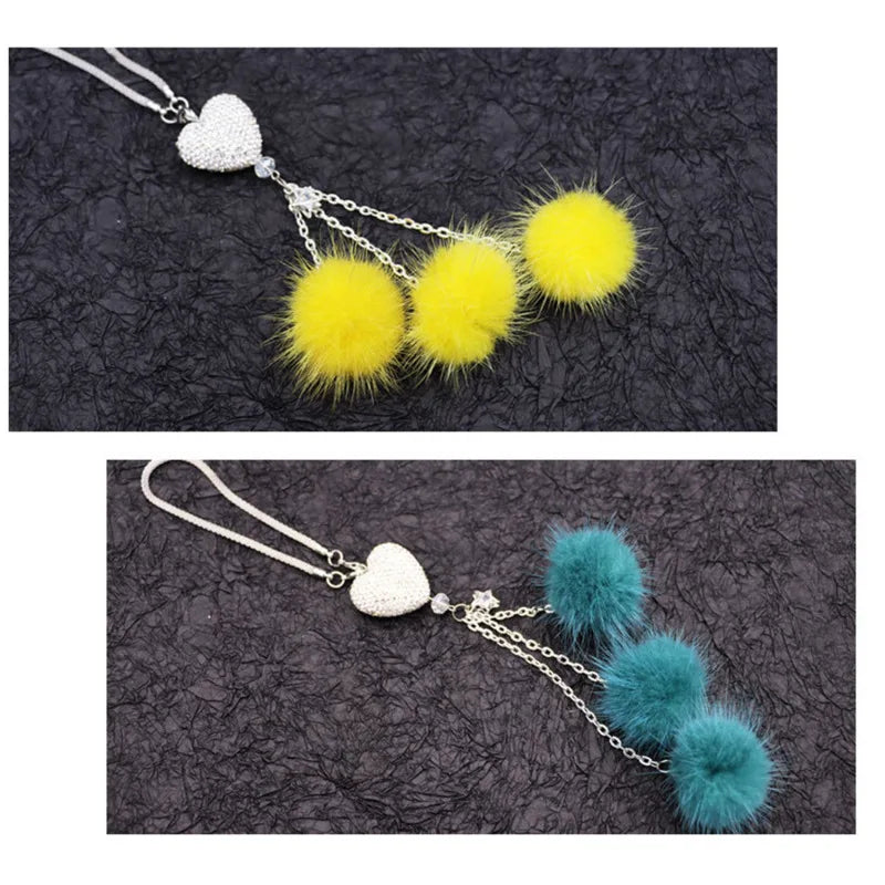 Fashion Diamond Car Accessorie Bling Hairball Pendant Auto Rearview Mirror Pendant Birthday Gift Auto Decoraction Ornaments Good Vibrations