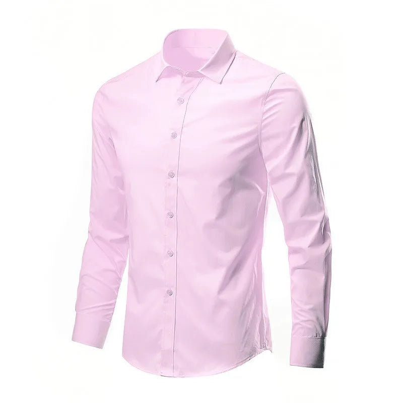 Mens Casual Shirts 2025 Single Breasted Mens Slim Fit Dress Long Sleeve Shirts Soild Male Social Shirts Designer Chemise Homme