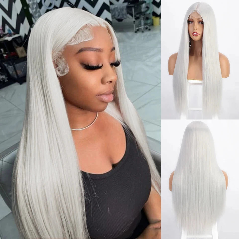 I's a wig Long Straight White Cosplay Wigs Synthetic Wigs for Women 60 613 Blonde Grey Pink Black Color for Daily Party Lolita Good Vibrations