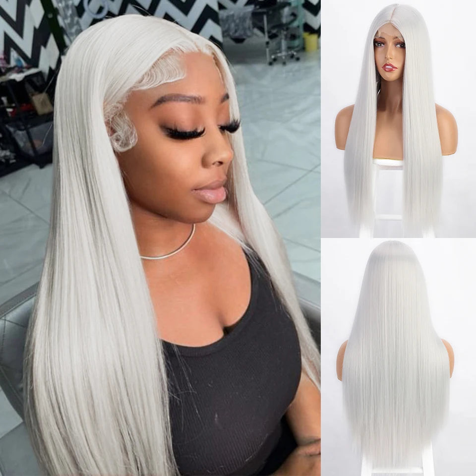 I's a wig Long Straight White Cosplay Wigs Synthetic Wigs for Women 60 613 Blonde Grey Pink Black Color for Daily Party Lolita Good Vibrations