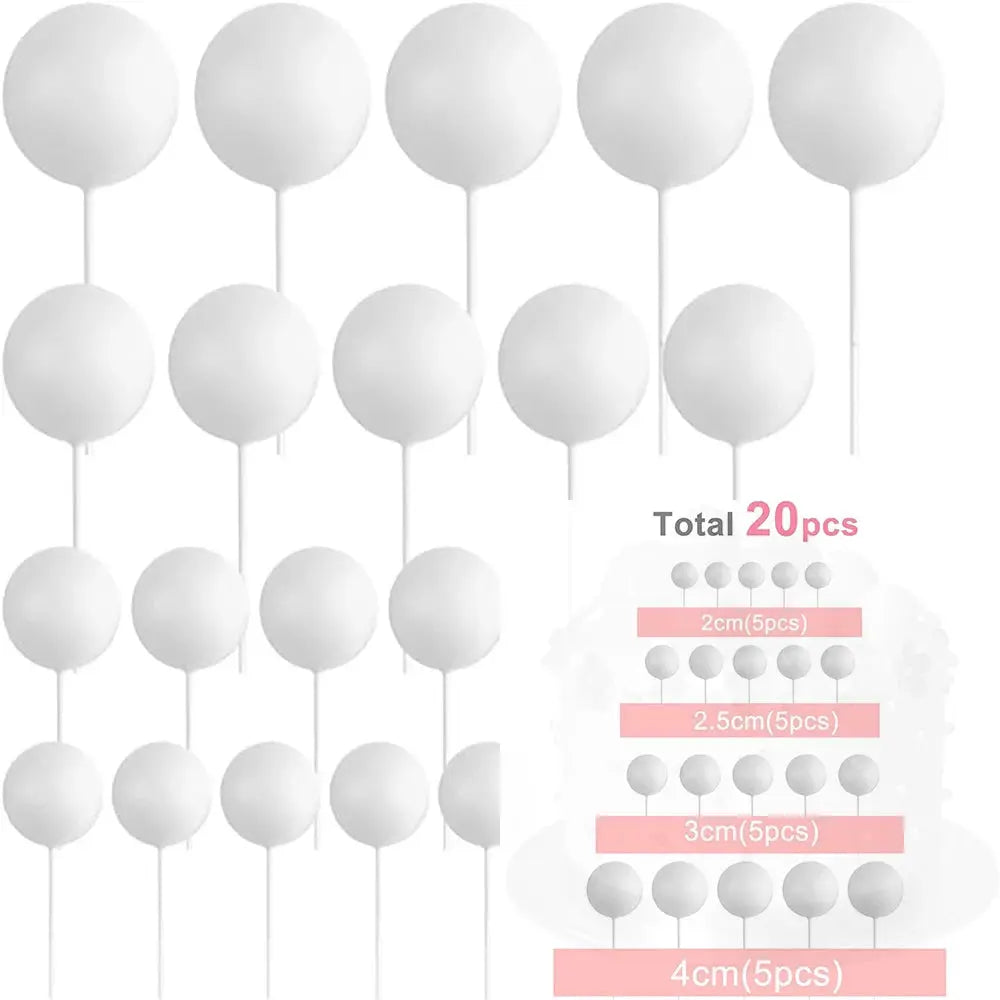 20Pcs Balls Cake Topper Pink Blue Gold Cake Balls Baking Decoration Birthday Wedding Anniversary Cake Picks Insert Toppers Decor Good Vibrations