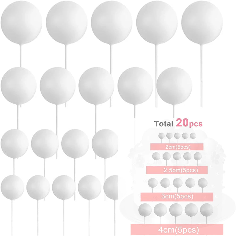 20Pcs Balls Cake Topper Pink Blue Gold Cake Balls Baking Decoration Birthday Wedding Anniversary Cake Picks Insert Toppers Decor Good Vibrations