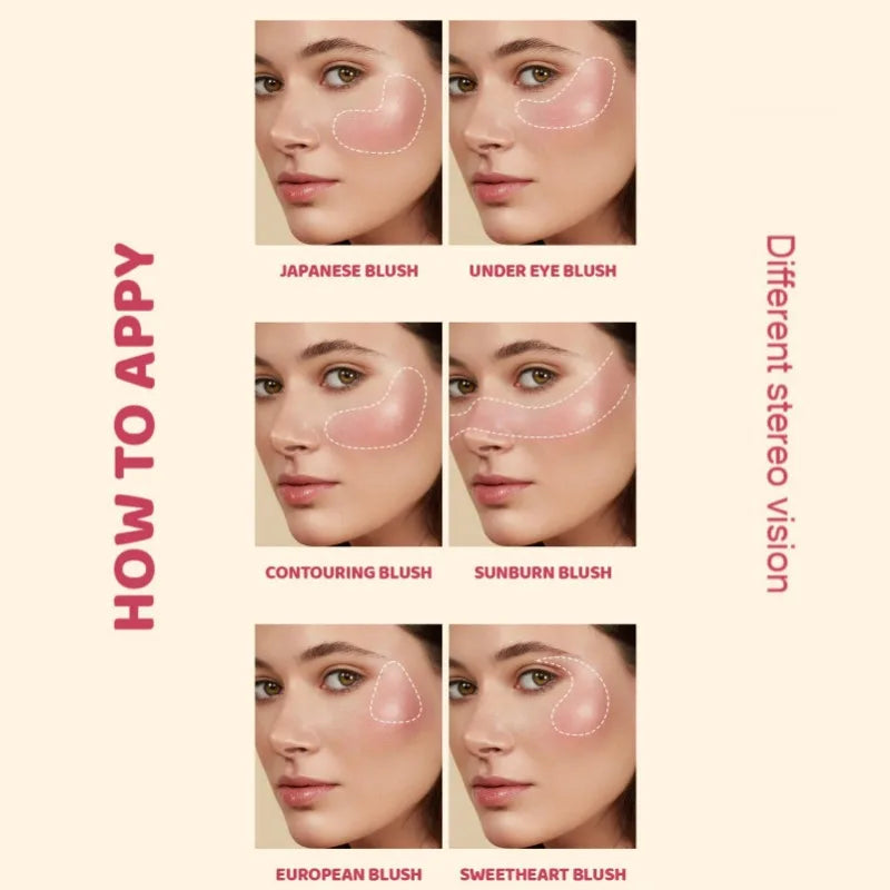 1PC Monochrome Blush Palette, Low Saturation Powder, Matte Effect, Pink/red, Long-lasting, Suitable for Date and Daily Needs Good Vibrations