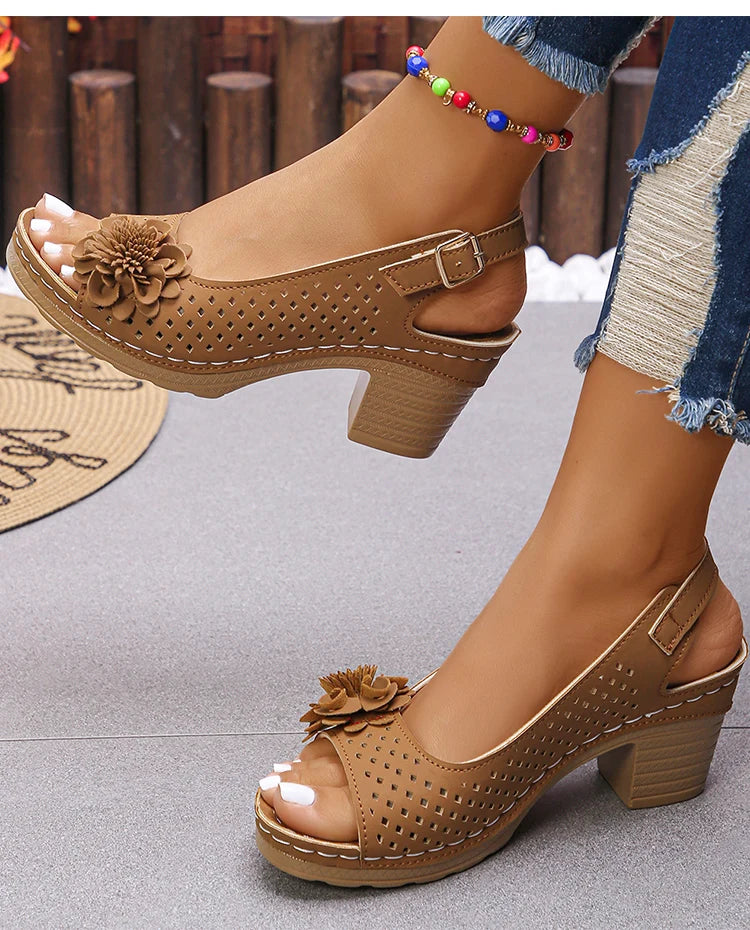 Women's Sandals Sweet Heels Sandals Summer Woman Shoes Fashion Heeled Sandalias Mujer Elegant Shoes Summer Footwear Women 2025 Good Vibrations