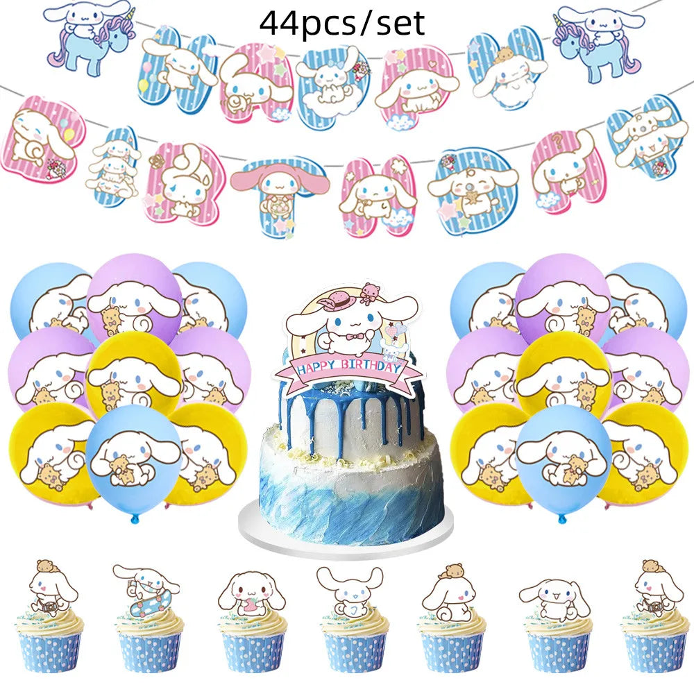 Cinnamorolls Birthday Party Decoration Tableware Set Balloons Cup Plate Banner for Kids Party Favors Baby Shower Supplies Good Vibrations