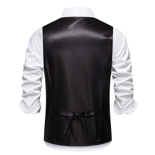 Gold Sleeveless Suit Vest with Shiny Silver Sequin Decoration, Perfect for Wedding Party Stage Performance Waistcoat Good Vibrations