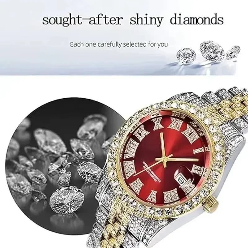 Fashion Full Iced Out Watch for Men Multiple Colors Hip Hop Mens Watch Fashion Cool Bling Diamond Luxury Mens Watches Clock Good Vibrations