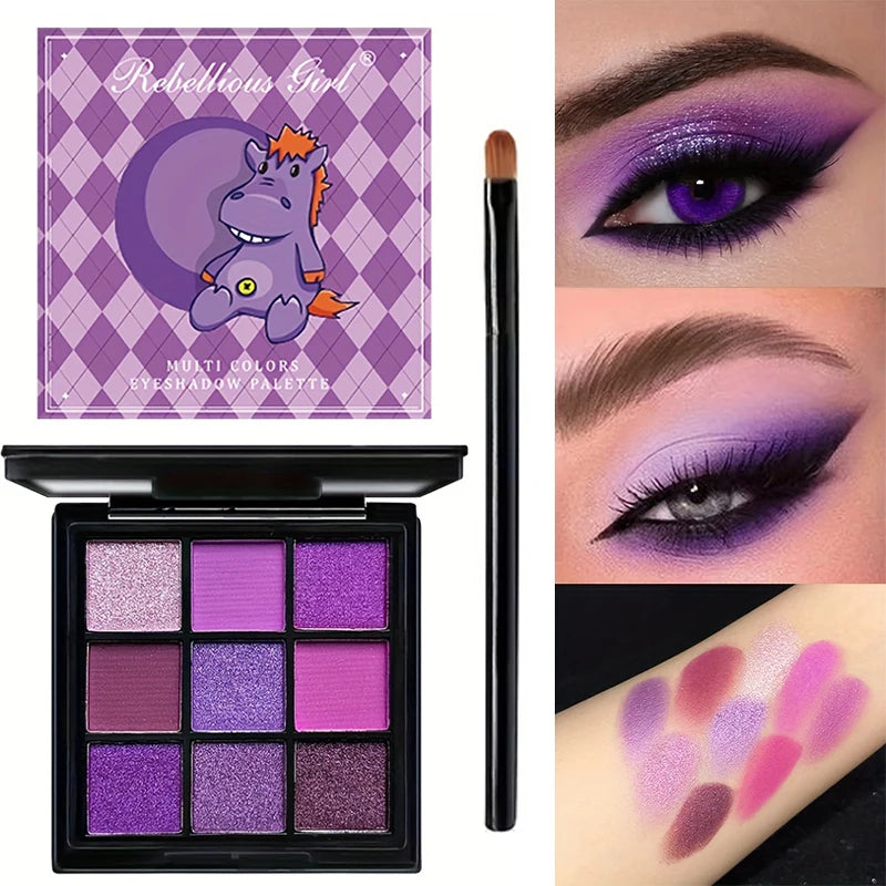 9-Grid Eye Shadow Palette Make-up for Women Glitter Pearlescent Matte Eyeshadow Cosmetics Shimmer Long Lasting Makeup Products Good Vibrations