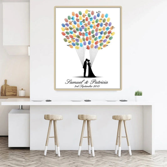 Wedding Guest Book Fingerprint Painting DIY Attendance Weeding Gift Party Decor personalized guest book Souvenir Canvas Poster Good Vibrations