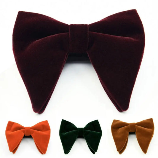 Mens Oversized Bow Tie Solid Velvet Bowtie Wedding Party Tuxedo Adjustable Necktie Big Bow Tie Good Vibrations