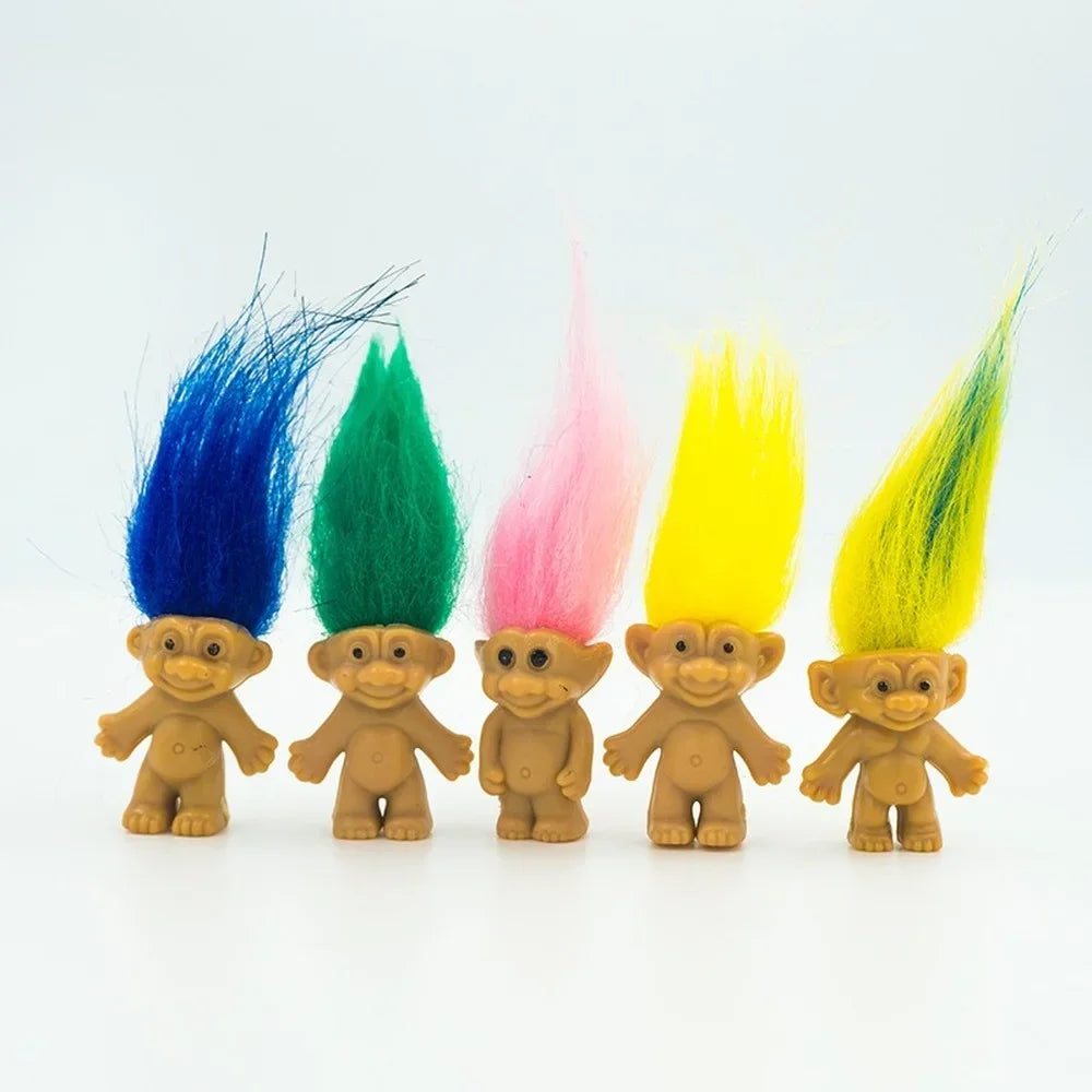 10Pcs/Bag Mini Trolls Dolls Anime Action Figure Colorful Hair Family Members Model Collection Kids Toys for Children's Gift 2025 Good Vibrations