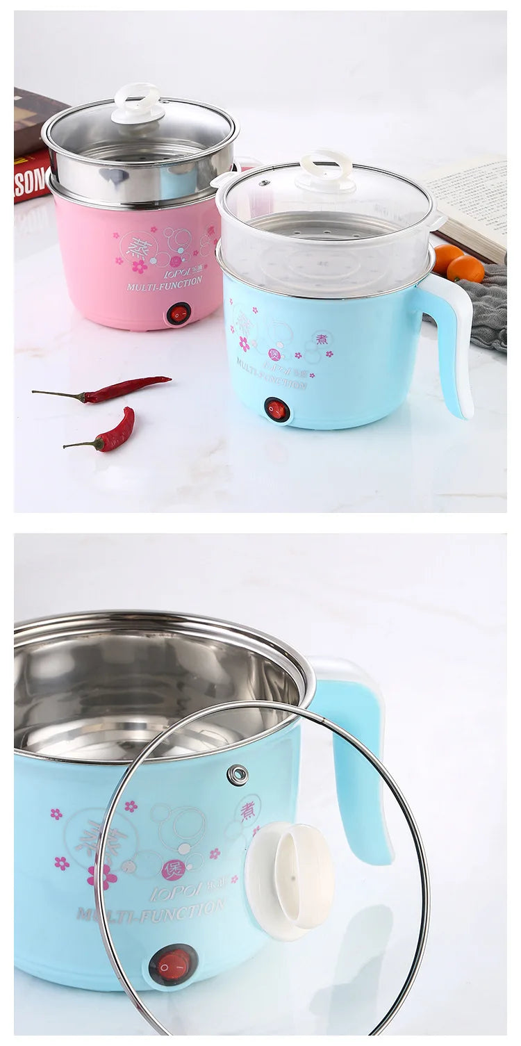 Multifunction Electric Cooker Hot Pot 1-2 People Heating Pan Multi Ramen Pot Machine Mini Rice Cook Kitchen Appliance Korea 220V Good Vibrations Adult Super Store