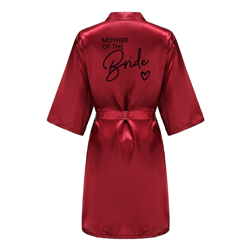 Wedding Party Team Bride Robe With Black Letters Kimono Satin Pajamas Bridesmaid Bathrobe SP003 Good Vibrations
