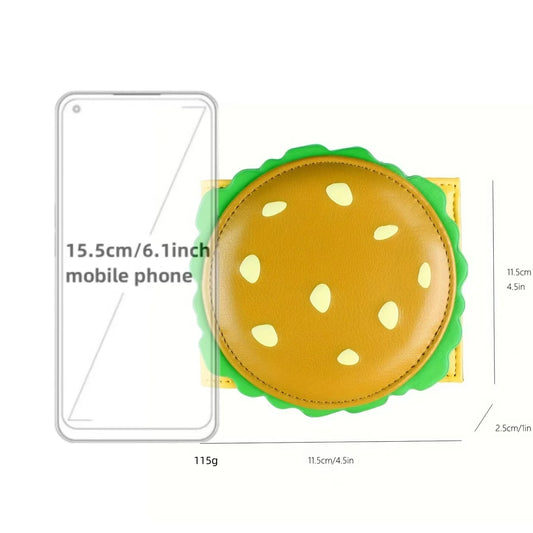 A cute wallet in the shape of a cartoon hamburger,PU leather wallet,coin purse,card holder,RFID Good Vibrations