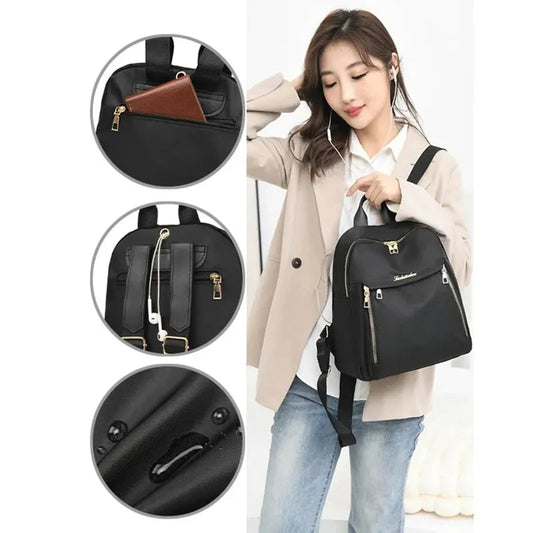 Backpacks Simple Large Capacity New Black Travel Bag For Women Solid Harajuku Student Schoolbag Backpack Unisex Bags High Street Good Vibrations