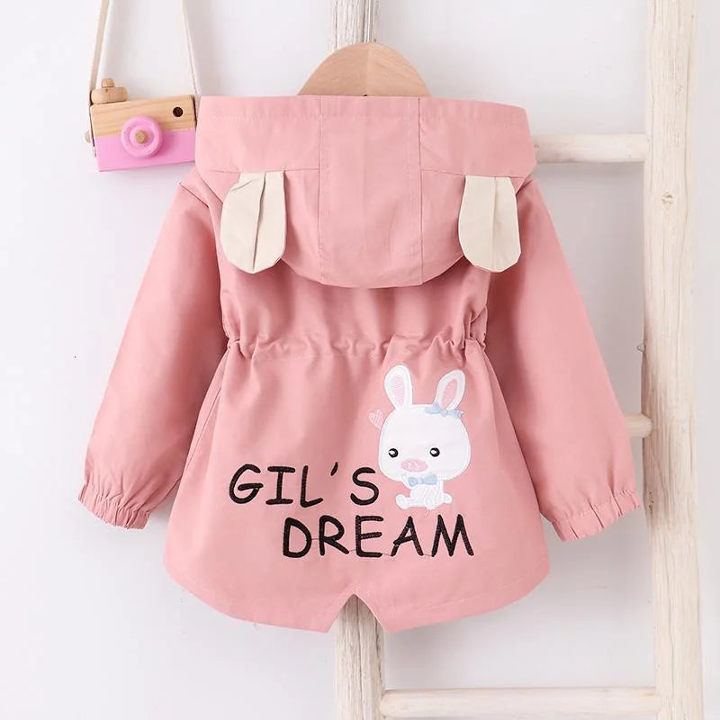 Girls Windbreaker Jacket Autumn Long Sleeve Fashion Lace Trench Coats Children Solid Outerwear Girl Toddler Costume For 1-7Years Good Vibrations