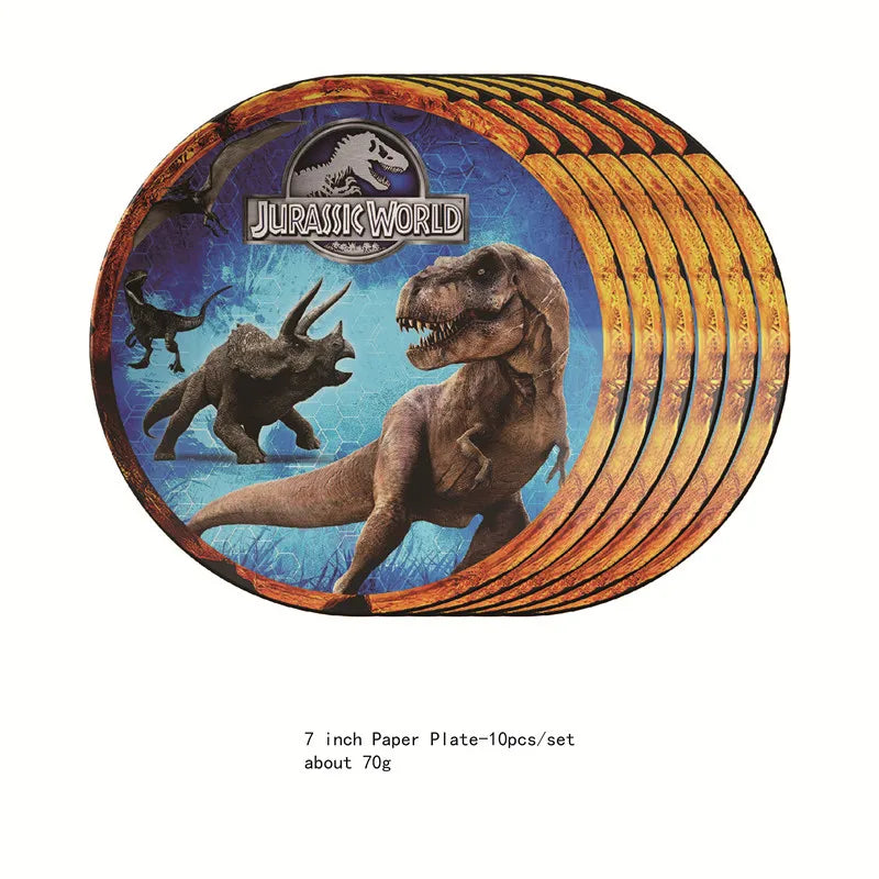 New Jurassic World Theme Party Disposable Tableware Jurassic World Dino Birthday Party Decorations Jungle Party Supplies Toys Good Vibrations
