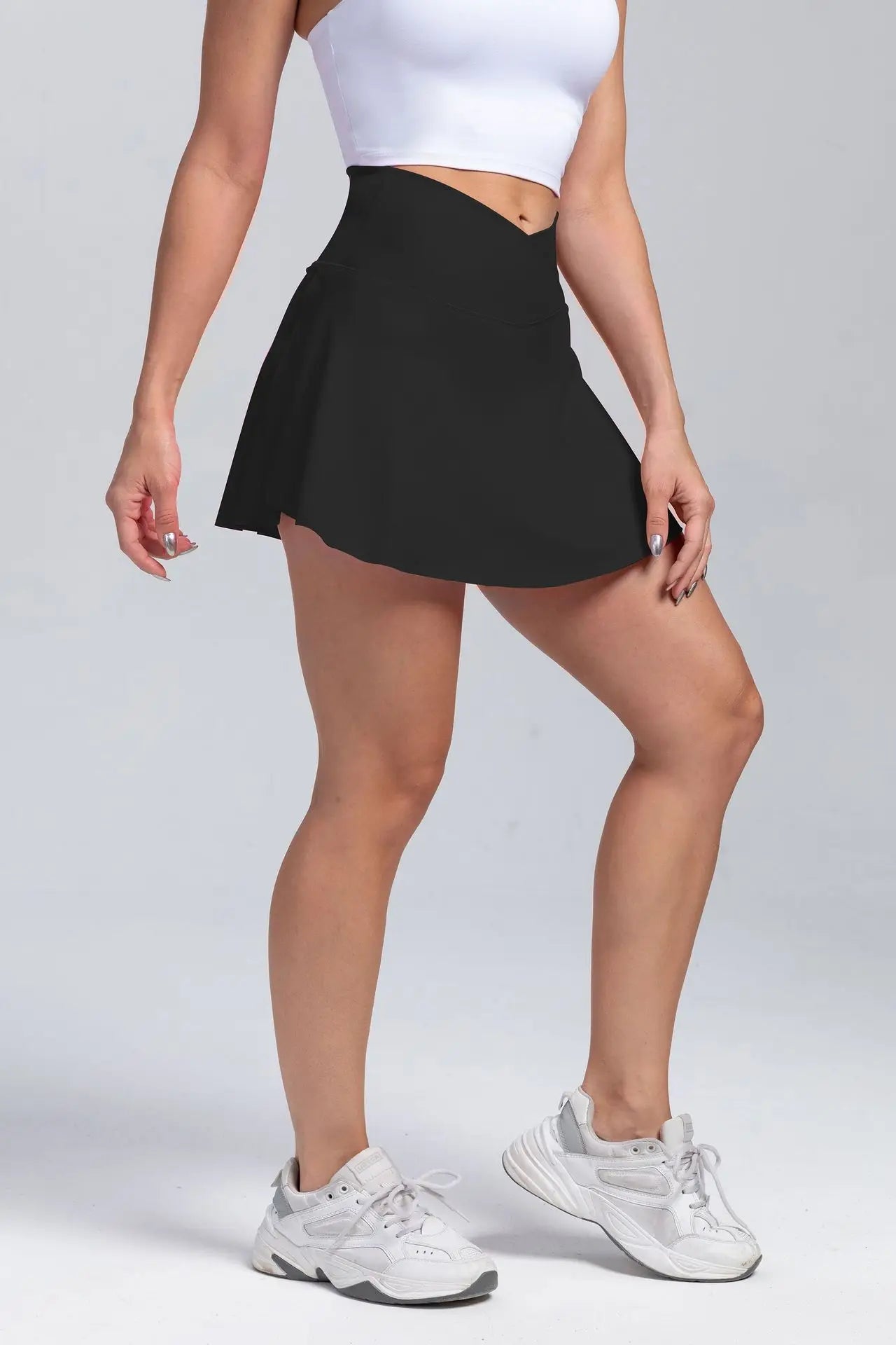 Women Pleated Tennis Skirt With Pockets Shorts Athletic Skirts Crossover Breathable Athletic Golf Skorts Workout Sports Skirts Good Vibrations