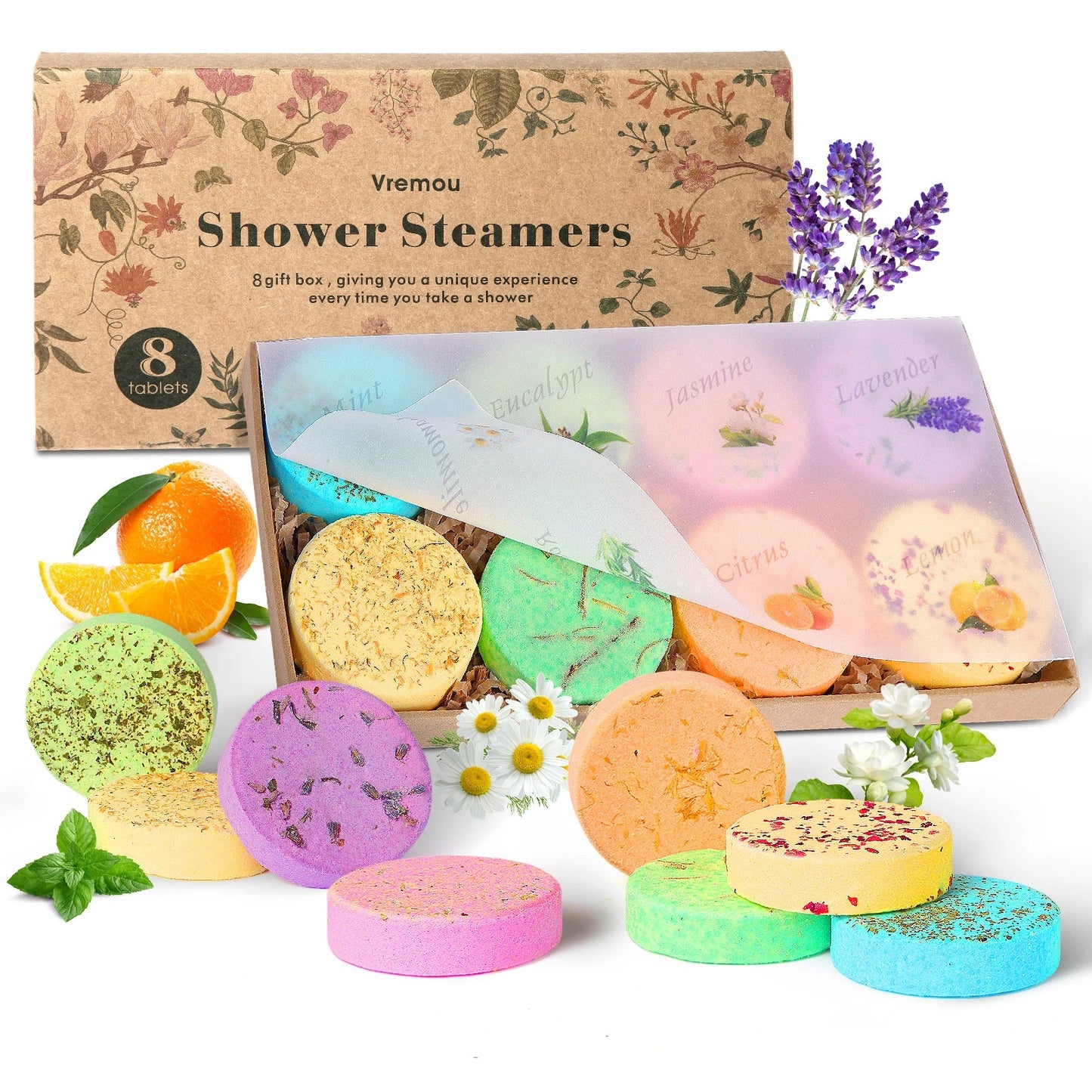 Shower Steamers Aromatherapy -8 Pack, Mothers Day Gifts for Mom, Birthday Gifts for Women Wife Teen Girls, Natural Essential Oil Good Vibrations Adult Super Store