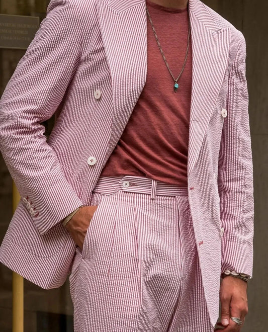 Men's Striped Suit Two Piece Suit Elegant Fashion Suit Business Casual Work Wear Party Dress Men's Commuter Wear Men's Clothing Good Vibrations