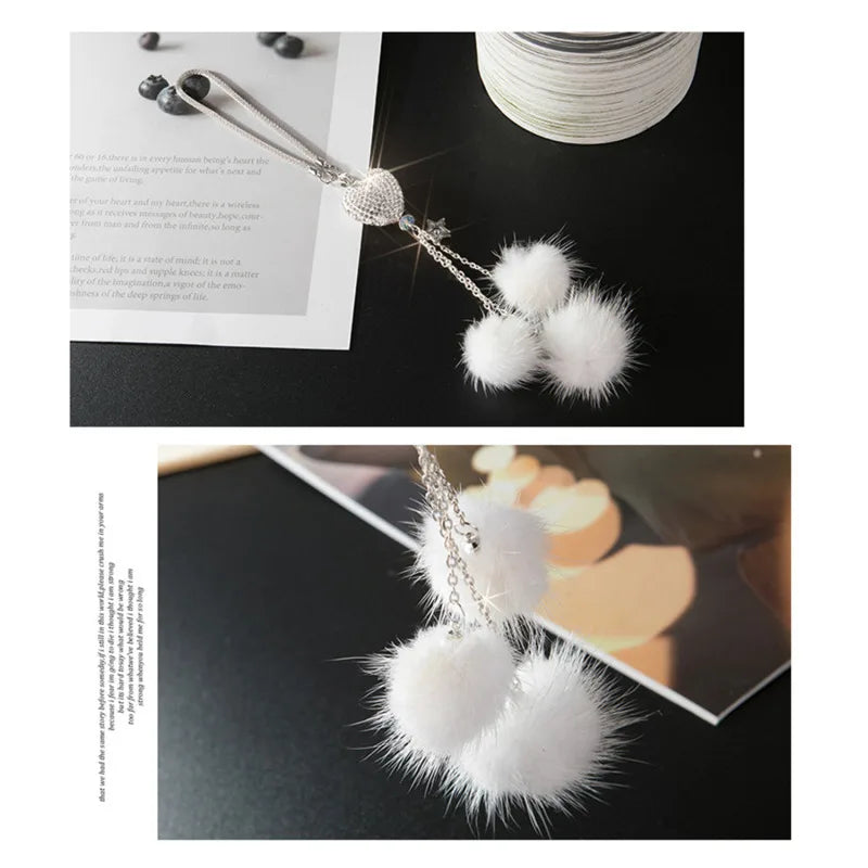 Fashion Diamond Car Accessorie Bling Hairball Pendant Auto Rearview Mirror Pendant Birthday Gift Auto Decoraction Ornaments Good Vibrations