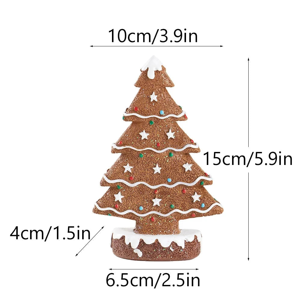Festive Resin Gingerbread Christmas Tree Figurine, Holiday Tabletop Centerpiece Decor for Home Christmas Atmosphere Good Vibrations