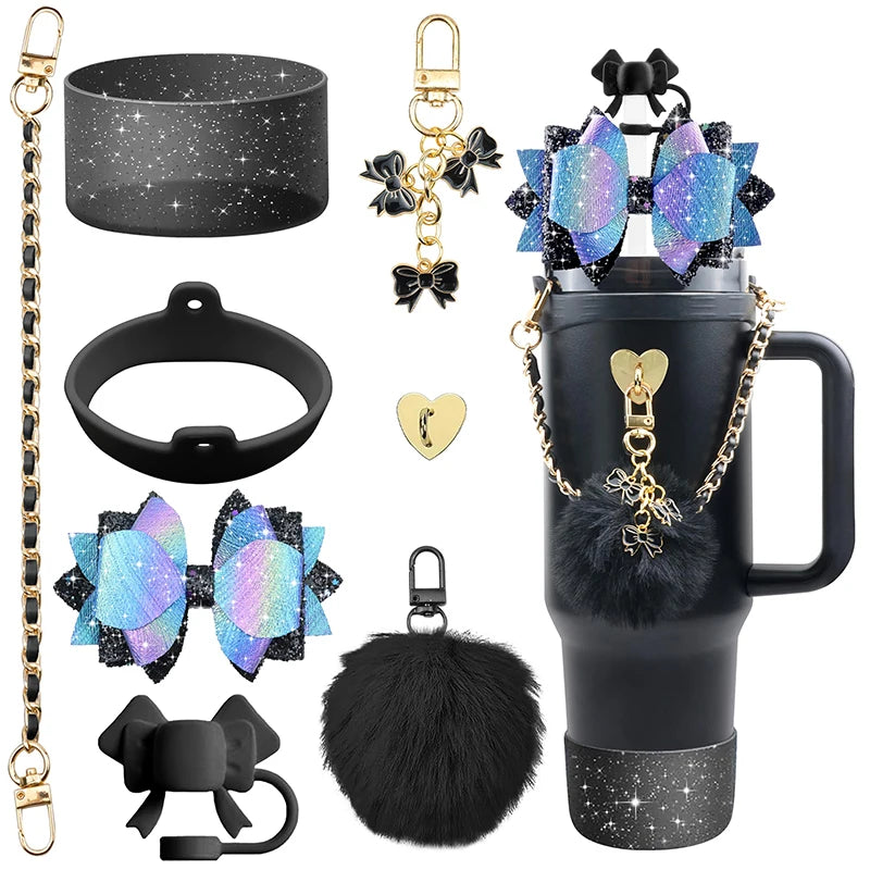 Bling Stanley Cup Accessories For 40oz & 30oz Tumbler Including Silicone Cute Bow Straw Topper Cover, Silicone Stanley Cup Boot Good Vibrations Adult Super Store