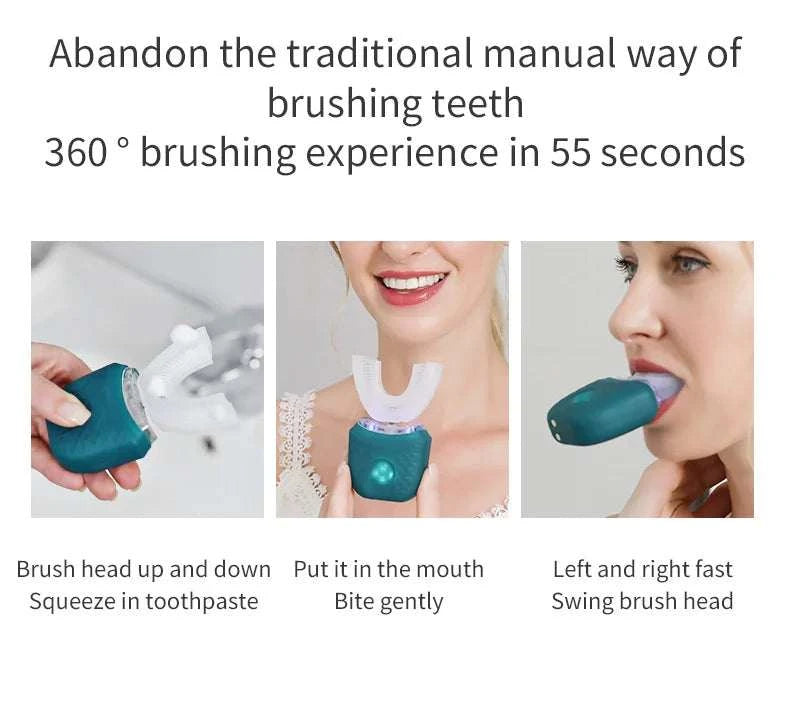 Electric Toothbrush for Adult Automatic USB Charge U-Shaped Toothbrush 360 Degrees Intelligent Rechargeable Toothbrus Good Vibrations
