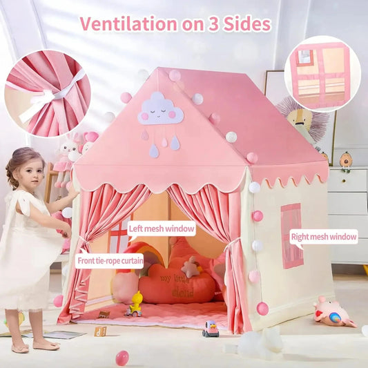 Children's Tent Indoor Outdoor Games Garden Tipi Princess Castle Folding Cubby Toys Tents Enfant Room House Teepee Playhouse Good Vibrations