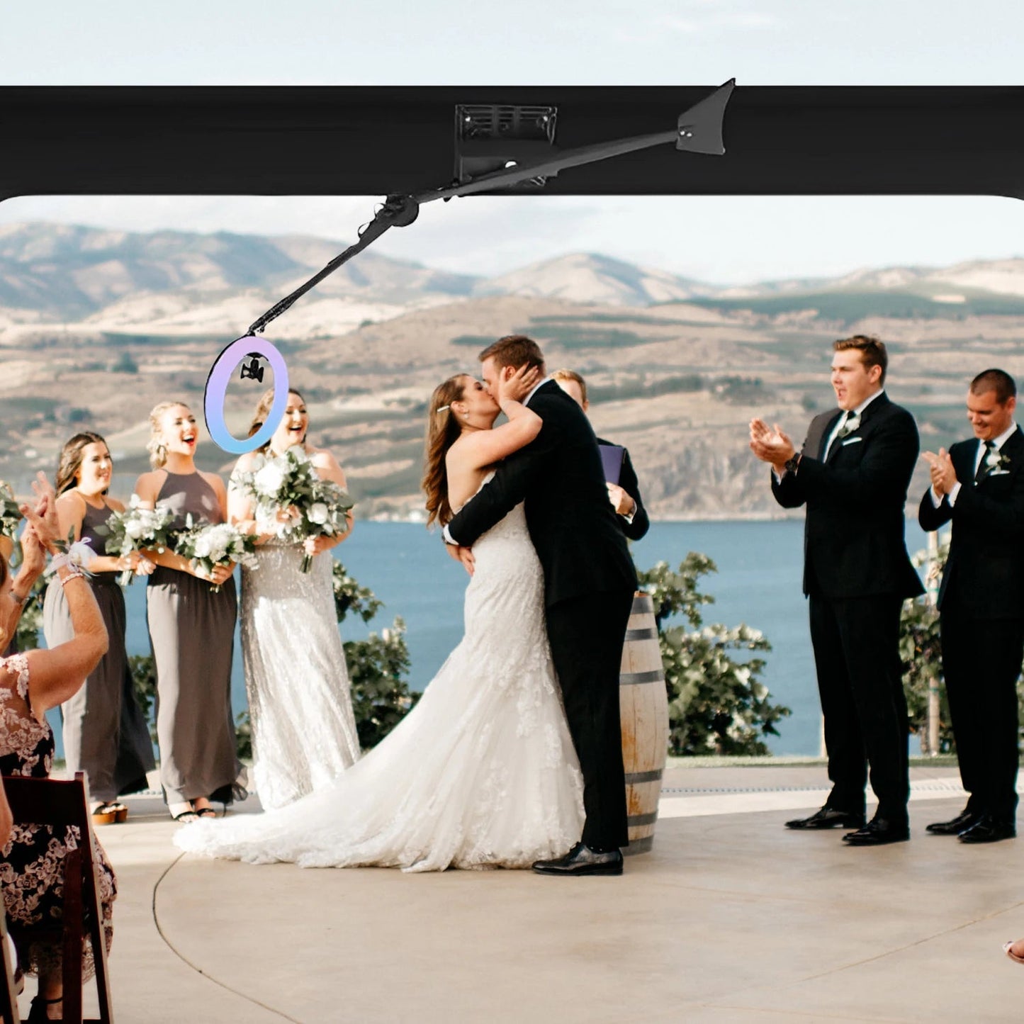 7-15ppl Portable photo booth 360 selfie overhead 360 photo booth automatic with ring light,Free Logo,for parties wedding event Good Vibrations