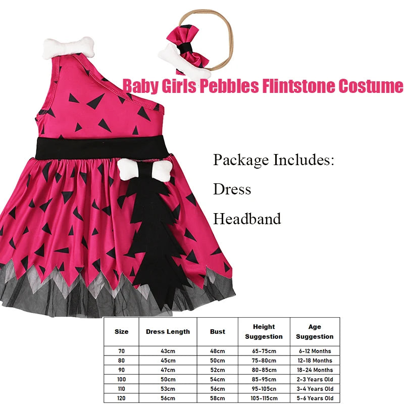 Infant Toddle Kids Pebble Bone Stone Fancy Dress Up Halloween Costume Kids Caveman Cavegirl Flint stone Costume For Baby Girl Good Vibrations